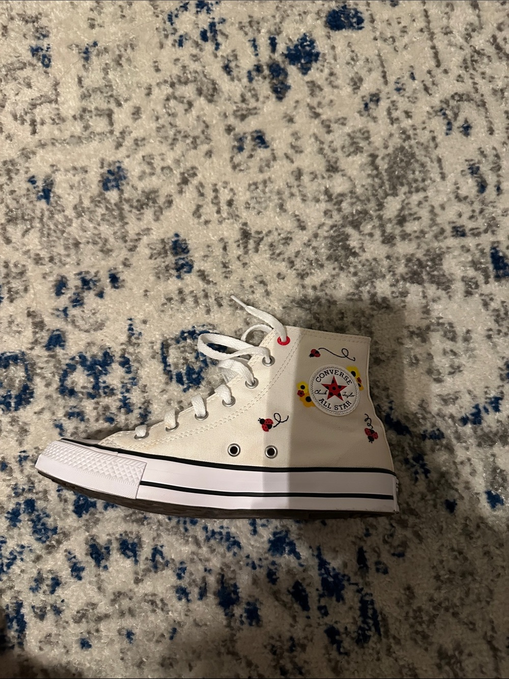 Converse White High-Top Sneakers with Red Ladybug & Yellow Floral Accents - Picture 4 of 7